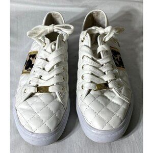 Global Win Shoes Sneakers White With Leopard Print Women's 8
